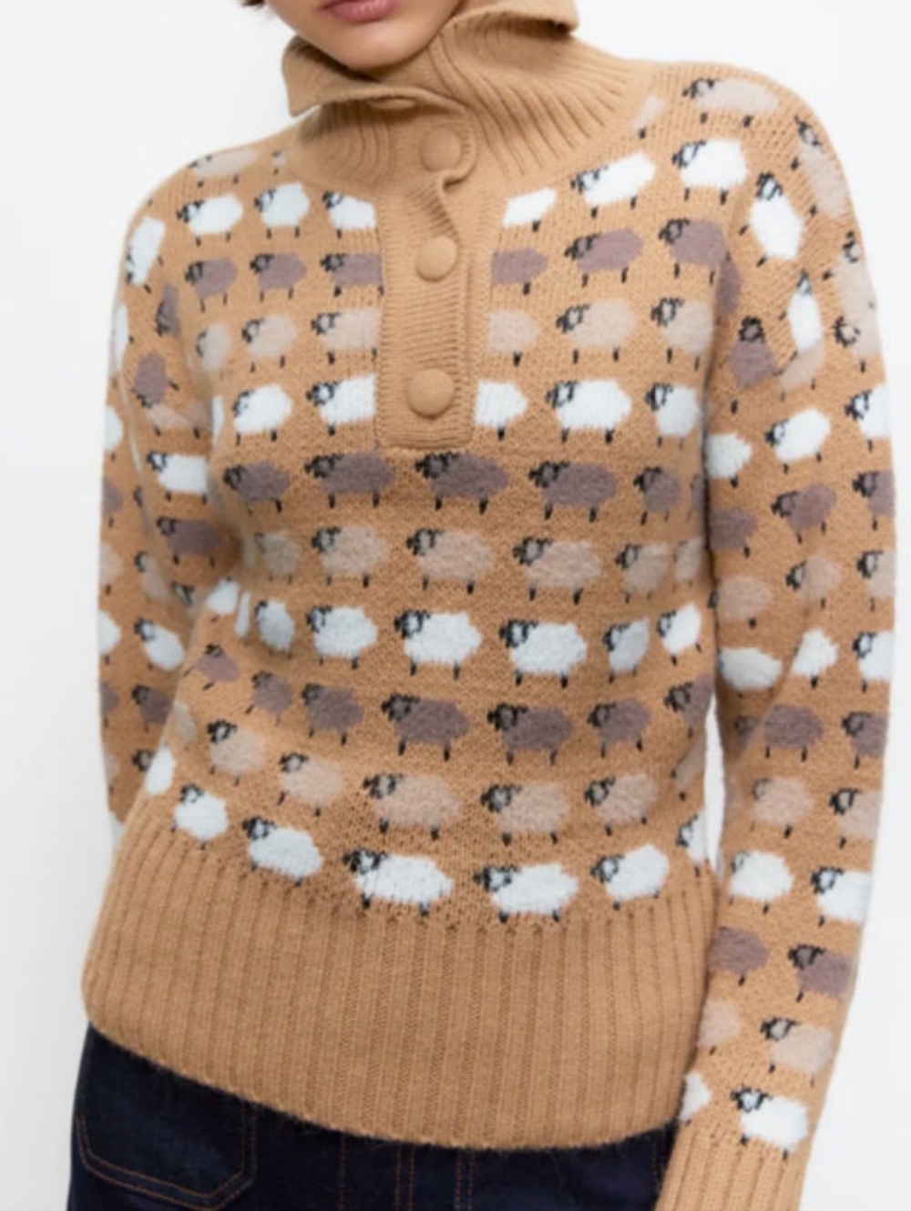 Zara Sheep Patterned High Neck Sweater **Firm Price**